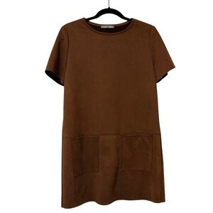 I Love Tyler Madison Brown Faux Suede Dress Size M
